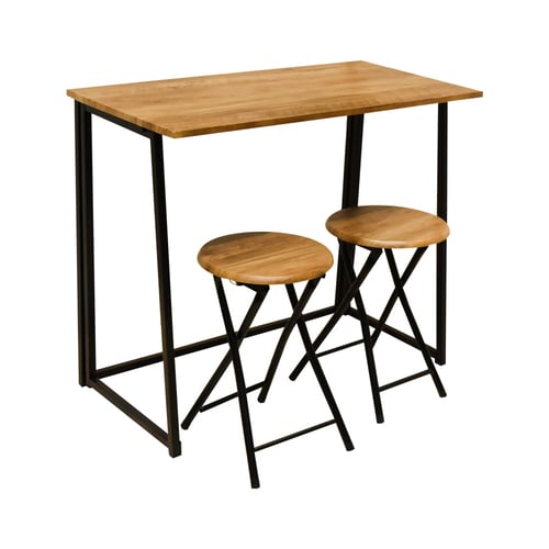 Meja Lipat Folding Table Set With 2 Chairs Walnut Lexi 10227011