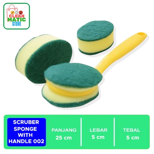 Scruber Sponge With Handle 002 (Spons Cuci Piring)