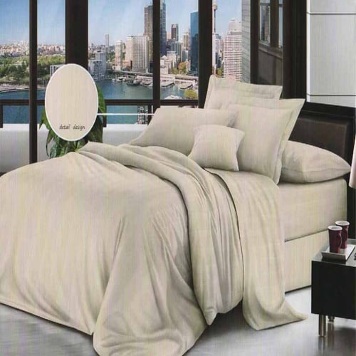 ROSEWELL Bed Cover Microtex Emboss Salur 180x200cm Cream