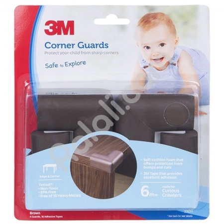 3M COMMAND SC-31 Child Corner Guard Brown - Pelindung Anak Dari Cedera Akiba Siku Meja Tajam - 4Siku/Pack - Cokelat