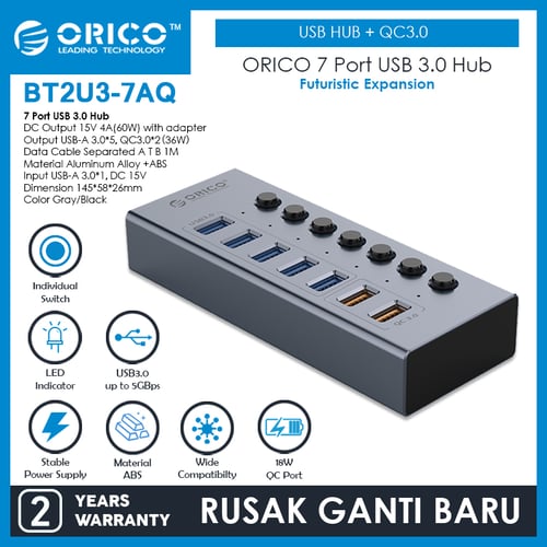 ORICO-BT2U3-7AQ 7 Port USB 3.0 Hub