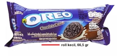 Oreo Biskuit Sandwich CHOCOLATE 66 gr ROLL PACK KECIL