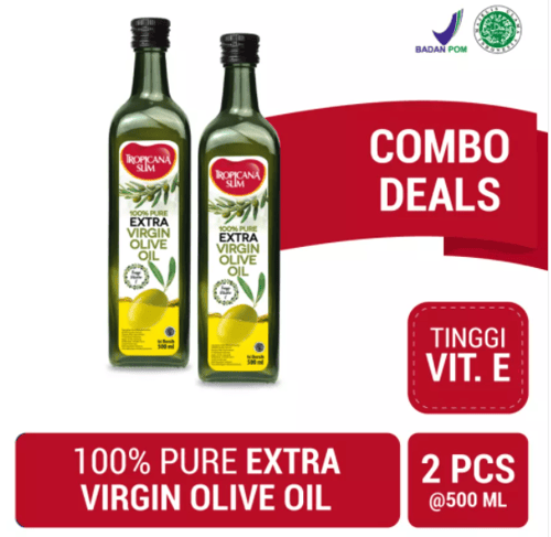 Tropicana Slim Extra Virgin Olive Oil 500ml (2 pcs) - 100 Persen Pure Extra Virgin Olive Oil
