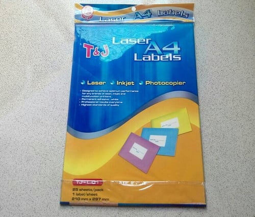 T&J Label Laser A4 L01/25 L (1 pack isi 25 lembar)