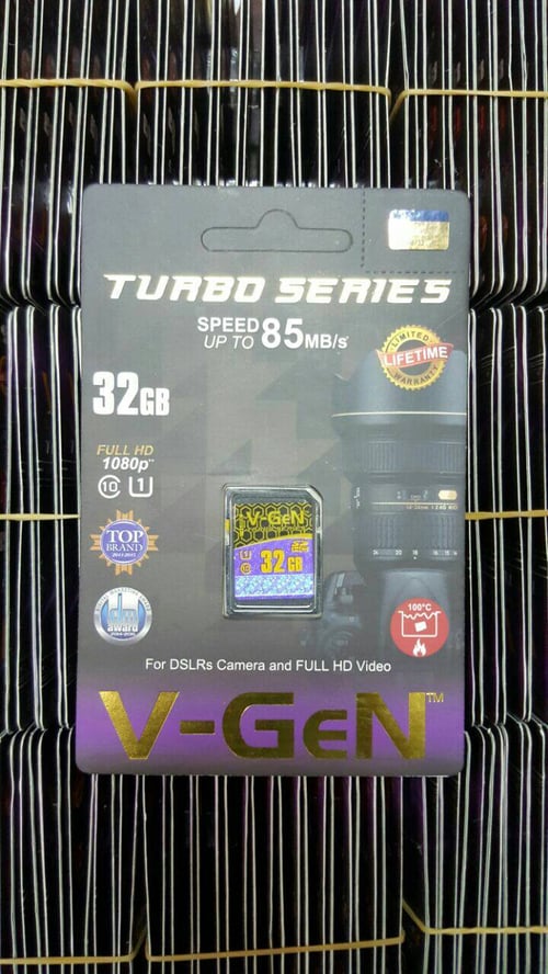SDHC V-GeN 32GB Class 10 Turbo 100MB/S (SDCard VGEN) Memory Kamera