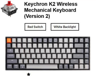Keychron K2 White Backlight Plastic Frame Wireless Mechanical Keycboard blue switch