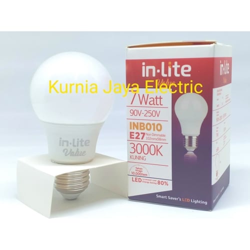 Lampu Led Bulb 7W Kuning Warm White In-Lite E27 220V