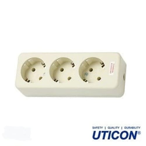 Colokan Kabel UTICON 3 lubang / Stop kontak 3 Lubang Terminal Kuningan
