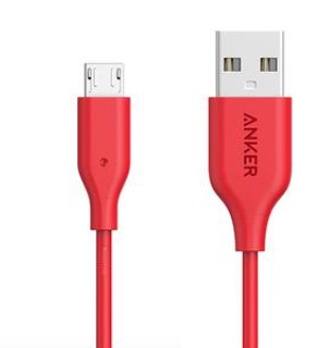 Kabel Charger Anker PowerLine Micro 3ft/0.9m Red - A8132