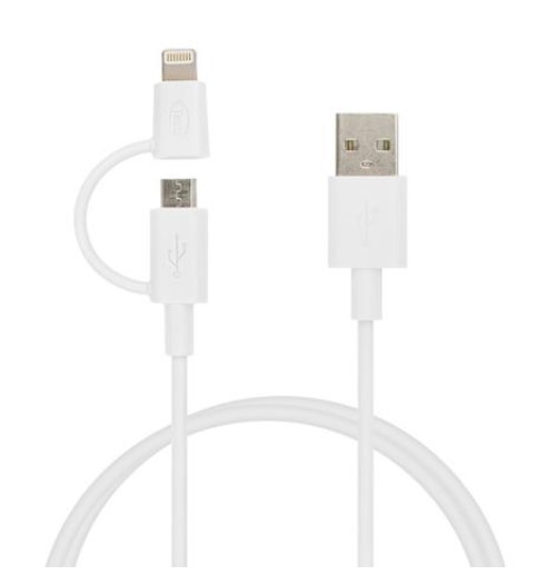 TEAM 2 in 1 Lightning Cable White