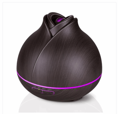 H18 - Wooden Humidifier Aroma Diffuser 7 Color LED Light 400ml Black