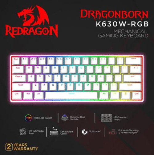 Redragon K630W-RGB Mechanical Gaming Keyboard RGB DRAGONBORN BLUE SWITCH