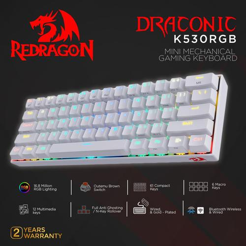REDRAGON K530RGB Dual Mode Mechanical Gaming Keyboard Draconic White