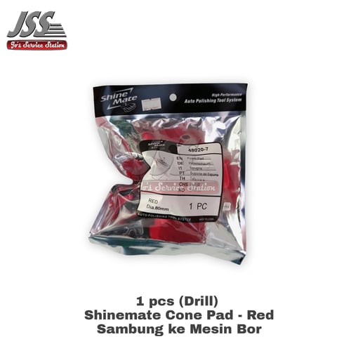 Autodetailing Tool - Shinemate Cone Foam Pad Red finish ke Mesin Bor