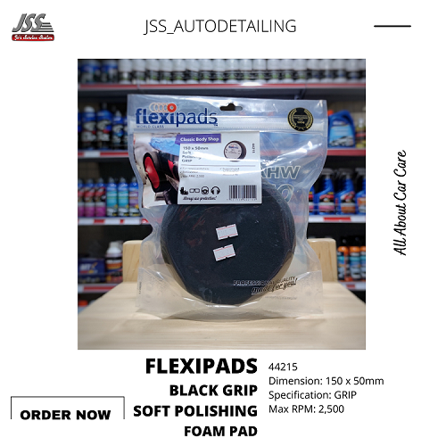 Flexipads 44215 Black Grip Soft Polishing Foam Pad 150mm x 50mm
