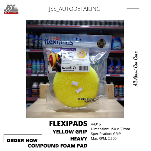 Flexipads 44315 Yellow Grip Heavy Compounding Foam Pad 150mm x 50mm