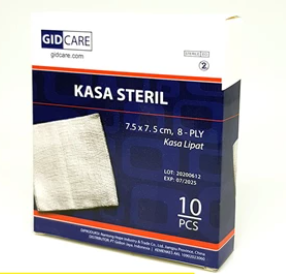 Gidcare Kasa Steril 7.5 X 7.5Cm 8-Ply Kasa Hidrofil Lipat