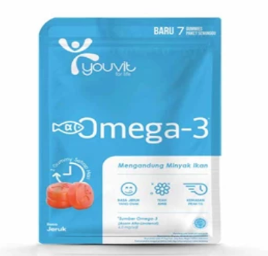 Suplemen Dan Vitamin Youvit Omega-3 Dewasa - 1 Sachet Isi 7 Gummy
