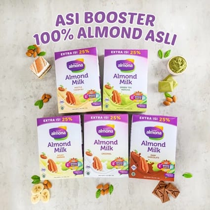 Suplemen Dan Vitamin (Reseal Pouch) Almona Almond Milk Powder Asi Booster With Daun Katuk