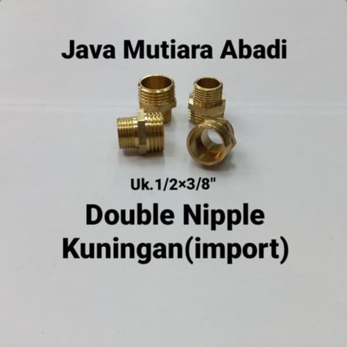 Double nepel 1/2x3/8Inch kuningan import/Hose nipple drat luar