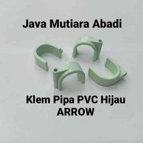 Klem Calm pipa PVC 1 Inch Clam Omega Hijau Arrow(Tanpa paku)