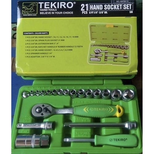 TEKIRO SC-SE0610 Kunci Sock DR. 6 PT Socket Set 4 -19 mm Box Plastik 21 Pcs