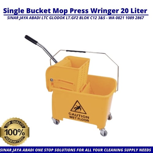 Single Bucket Cleaning Mop Wringer Press Trolley Troli Ember Pemeras