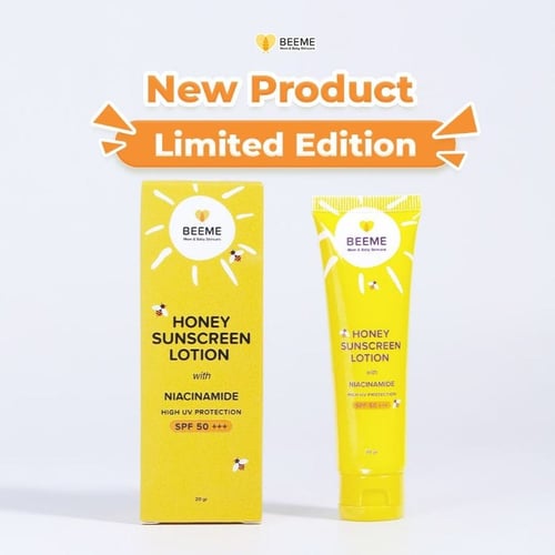 Beeme Honey Sunscreen Lotion With Niacinamide SPF 50 +++ SUNSCREEN AMAN UNTUK IBU BAYI DAN REMAJA