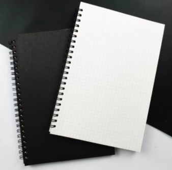 Basic BookPaper Charcoal Black Spiral Notebook A5 90 GSM Bl - A5 BlankBlckBPP