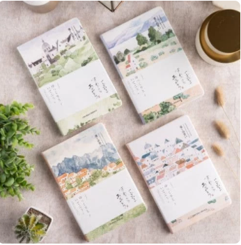 UCHII A5 Note Memo Book Japan Landscape  Buku Tulis Bergaris PU Cover  4 Forest View