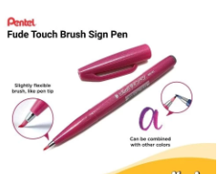 Pentel Fude Touch Brush Sign Pen Spidol Kaligrafi - Red