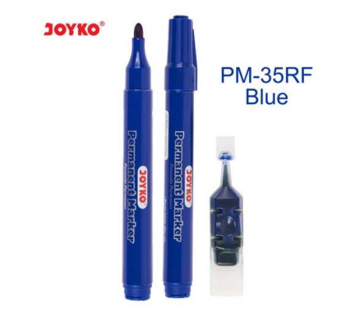 Joyko Permanent Marker Spidol Permanen Round Tip Free Refill - Blue