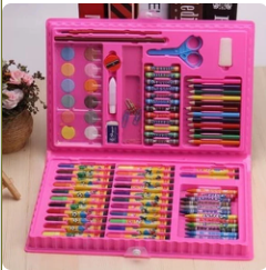 PAKET ALAT MENGGAMBAR LUKIS MEWARNAI KRAYON CRAYON SET 86PCS TERMURAH - Merah Muda