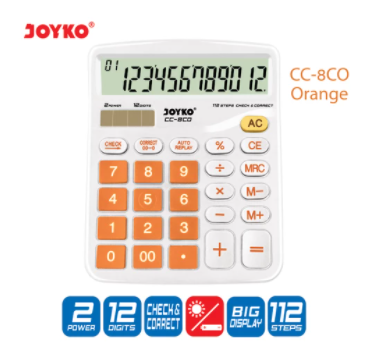 Calculator / Kalkulator Joyko CC-8CO / 12 Digits / Check Correct - CC-8CO Orange