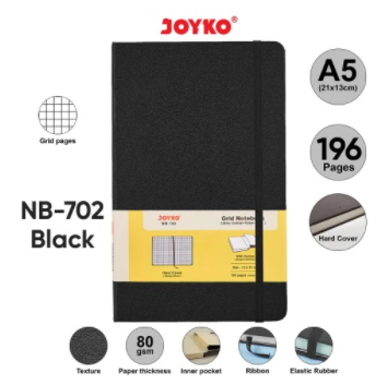 Notebook Buku Tulis Catatan Diary Agenda Joyko Hard Cover - Black, Grid