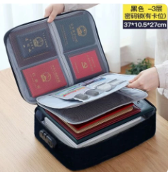 Tas Dokumen Travel Bag document Storage Box dengan Password Travelling - Hitam