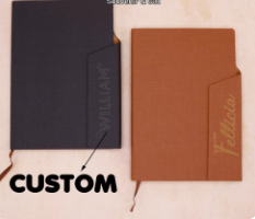 Fabric Notebook A5 Buku Agenda Planner Hard Cover Custom Logo Nama - Hitam, Tanpa Cetakan