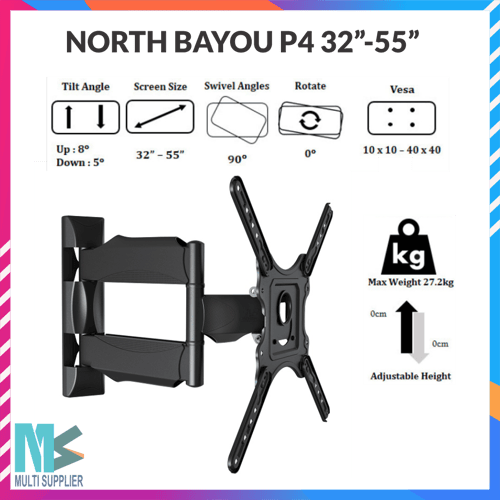 Bracket TV Monitor LED LCD North Bayou NB P4 NBP4 13 inchi 47 inchi Tilt Swivel