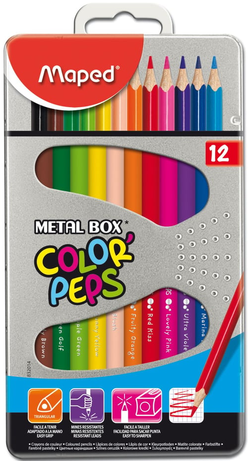 MAPED Pensil Warna 12 Color Peps Metal Box