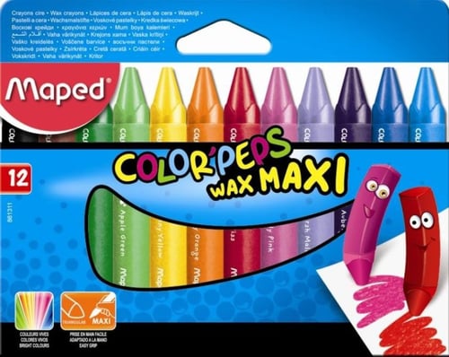 MAPED Wax Crayon Maxi 12 Cardboard