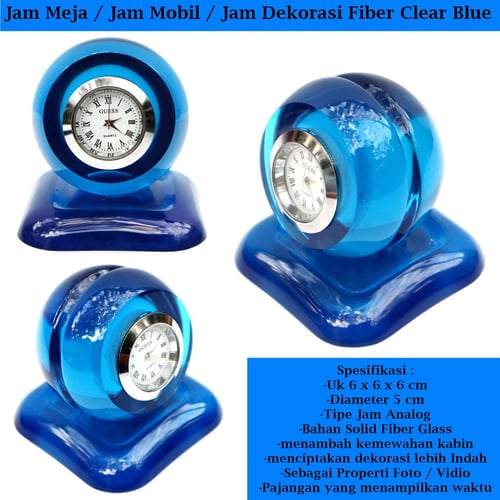 Jam Mini Fiber Dekorasi 3D Bulat Clear
