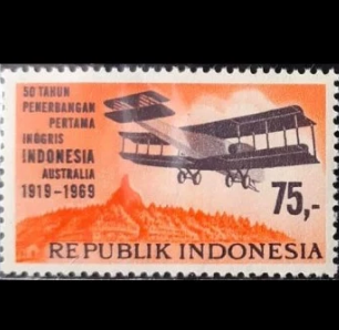 Prangko Indonesia 50TH Penerbangan Inggris-Indo- Ausi 1969 Mint