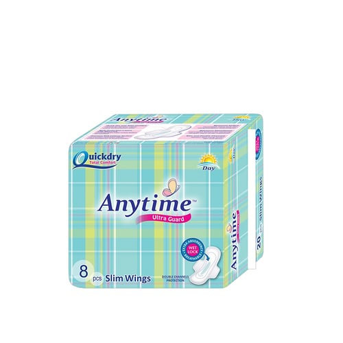 Pembalut Anytime - ULTRA GUARD DAY 8 Pcs Sanitary Napkins - 24cm - Active Day And Relax Night With Charm