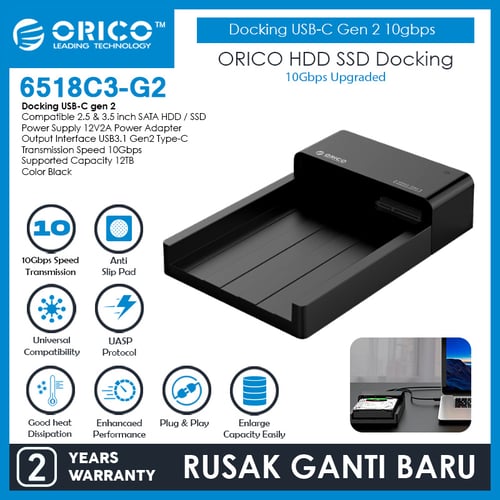 ORICO HDD SSD Docking USB-C gen 2 10gbps 2.5 / 3.5 inch - 6518C3-G2