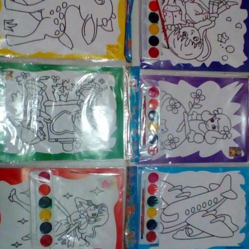 Mainan Lukis Kertas Mewarnai Cat Air Bonus Kuas Tinta Mainan anak eduk