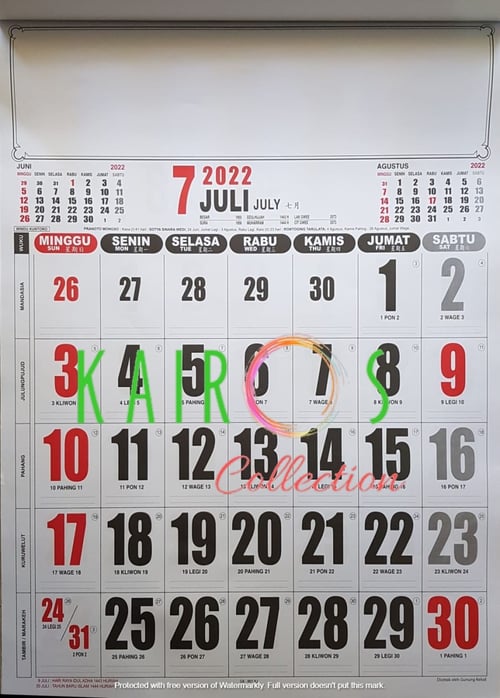 Kalender Dinding Jumbo Tahun 2022