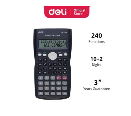 Deli ED82MS Scientific Calculator 240F 10 2 Digits - Hitam