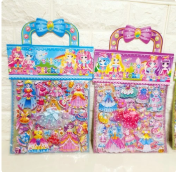 Stiker Timbul Mainan Anak Sticker Tempelan 3D Gambar Putri Orangan - Biru