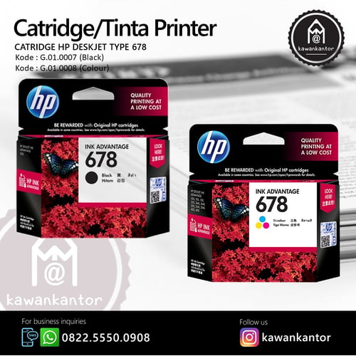 HP Tinta Printer Deskjet Type 678 Colour