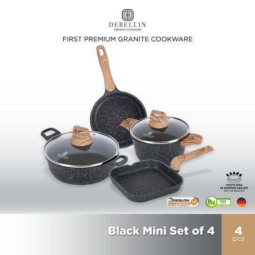 Debellin Premium Cookware Set - Black Mini Cookware Series Of 4 MPASI Granite Package